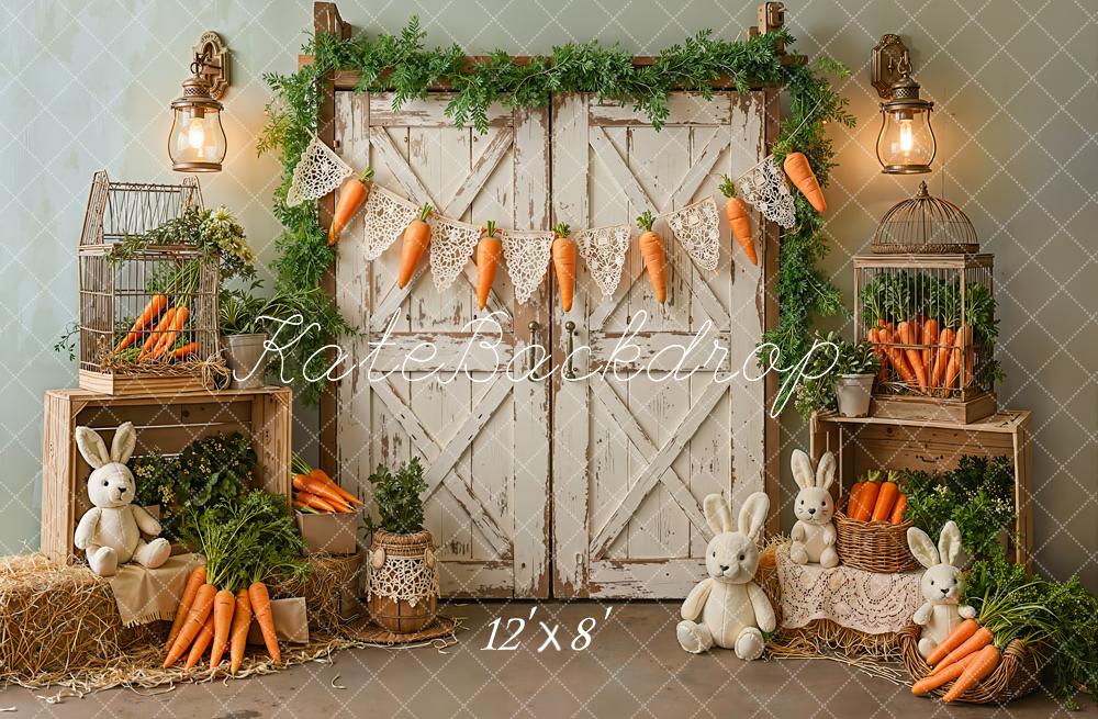 Kate Easter Bunny Carrots Greenery Backdrop Designed by Emetselch
