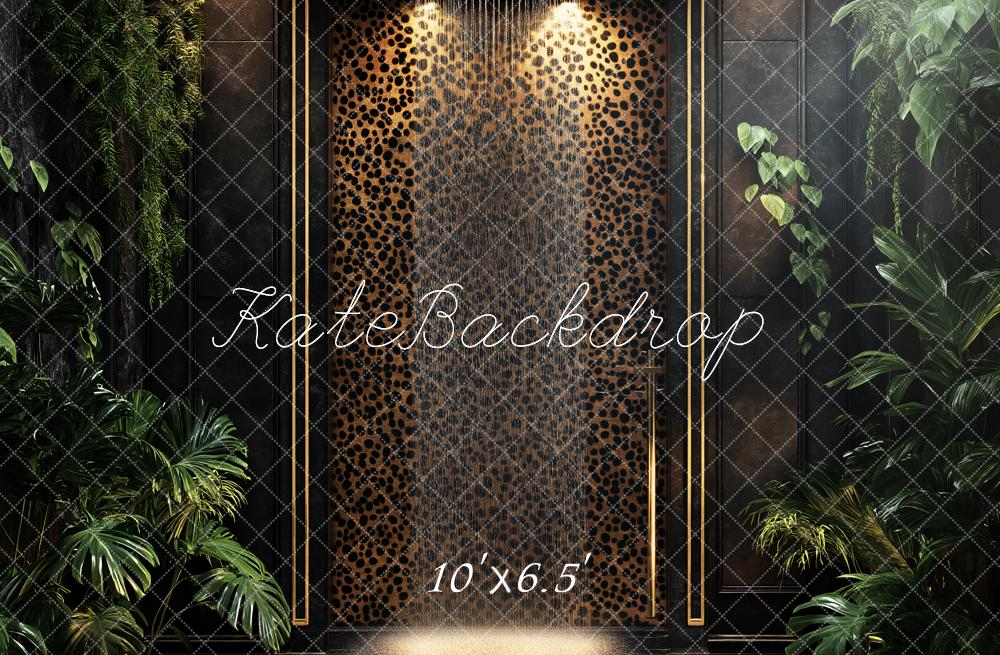 Kate Leopard Wall Tropical Greenery Backdrop Designed by Ashley Paul