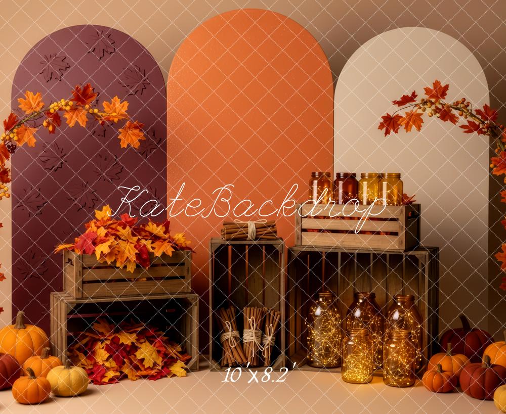 Kate Autumn Pumpkins Leaves Crates Backdrop Designed by Patty Robert