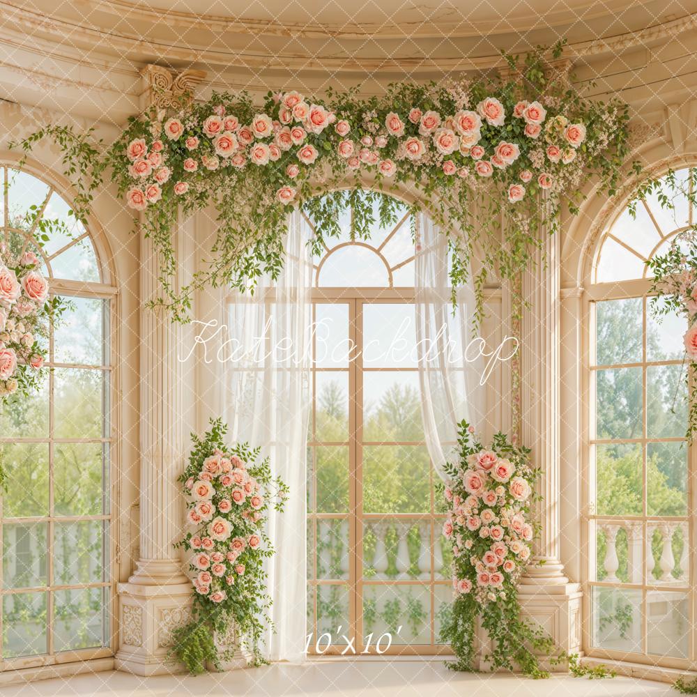 Kate Garland Pink Roses Window Columns Backdrop Designed by Emetselch -UK