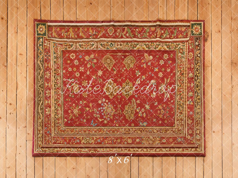 Kate Red Vintage Rug Wooden Floor Backdrop Designed by Emetselch