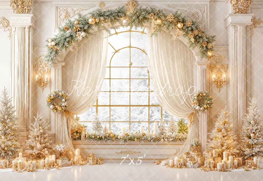 On Sale Kate Christmas Gold Garland Arch Elegant Trees Backdrop Designed by Emetselch