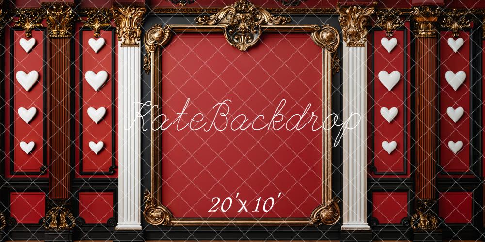 Kate Red Ornate Frame White Columns Hearts Backdrop Designed by Emetselch