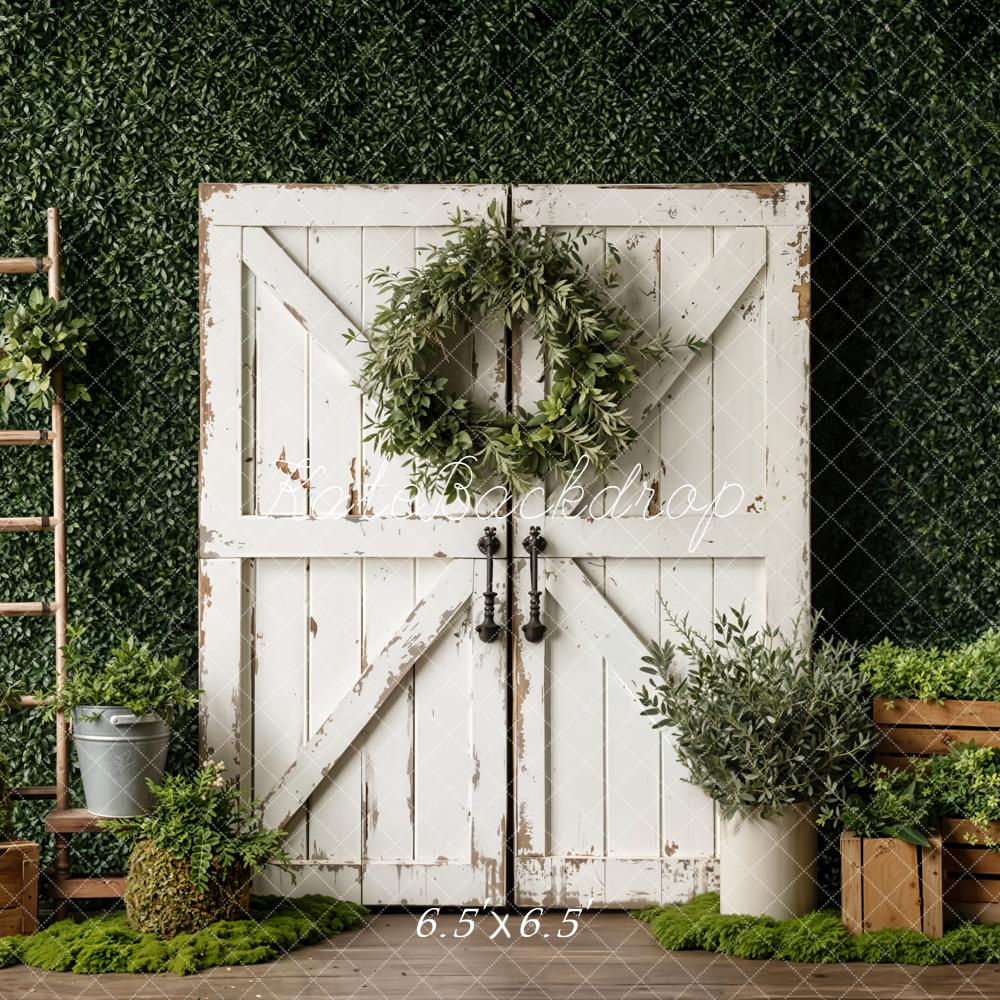 Kate Rustic White Door Wooden Ladder Greenery Backdrop Designed by Emetselch