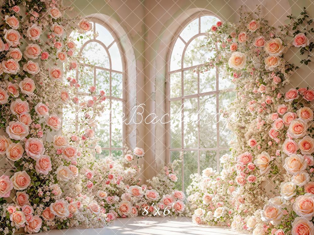 Kate Spring Room Corner Floral Arch Window Backdrop Designed by Emetselch