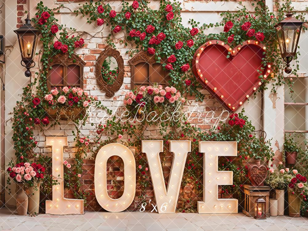 Kate Valentine Love Heart Roses Fleece Backdrop Designed by Emetselch -UK