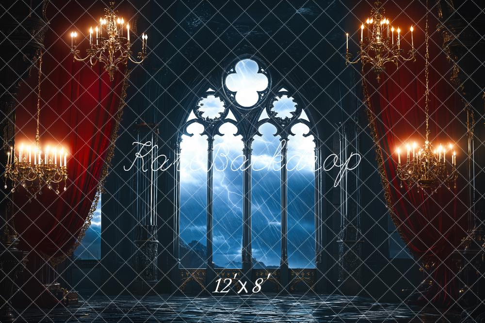 Kate Gothic Castle Window Curtains Chandeliers Backdrop Designed by Emetselch