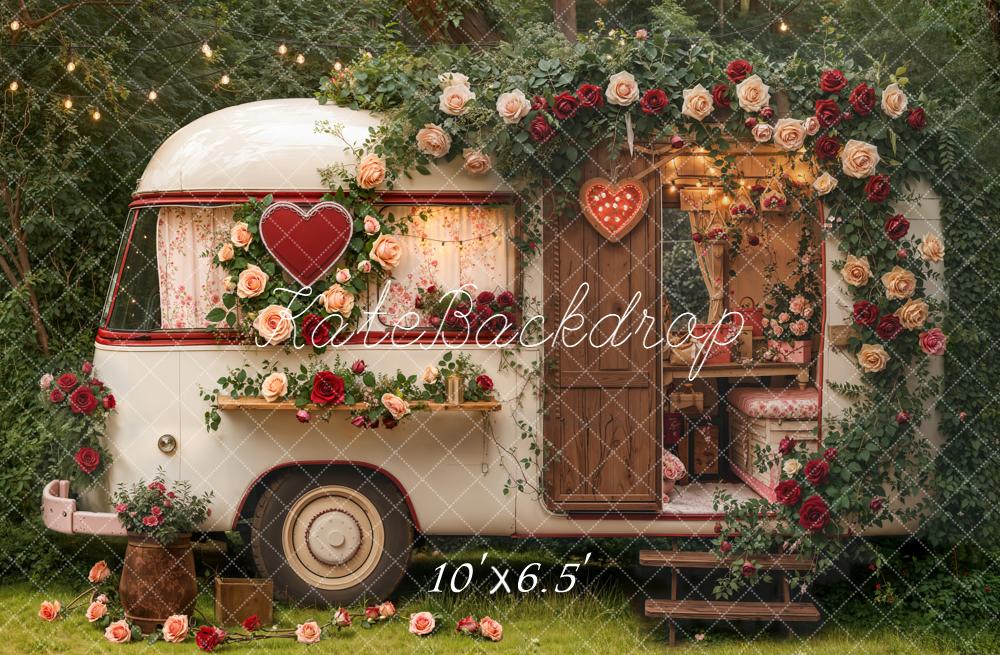 Kate Valentine Caravan Garland Heart Decor Fleece Backdrop Designed by Emetselch -UK