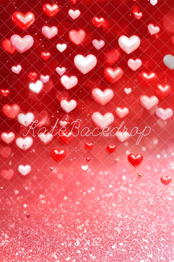 Kate Valentine Red Hearts Sparkle Gradient Backdrop Designed by Emetselch