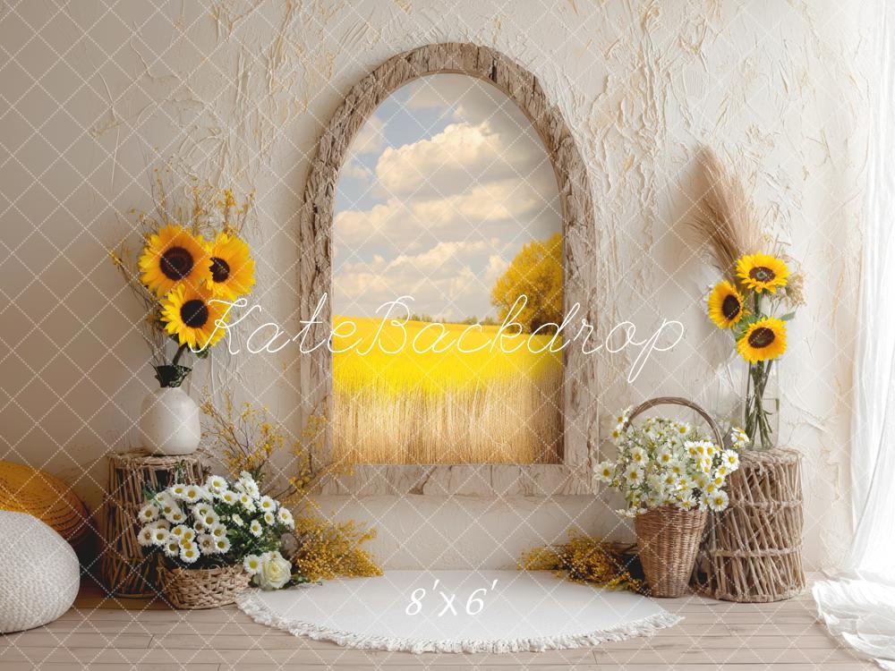 Kate Sunflower Arch Window Rustic Backdrop Designed by Mini MakeBelieve -UK