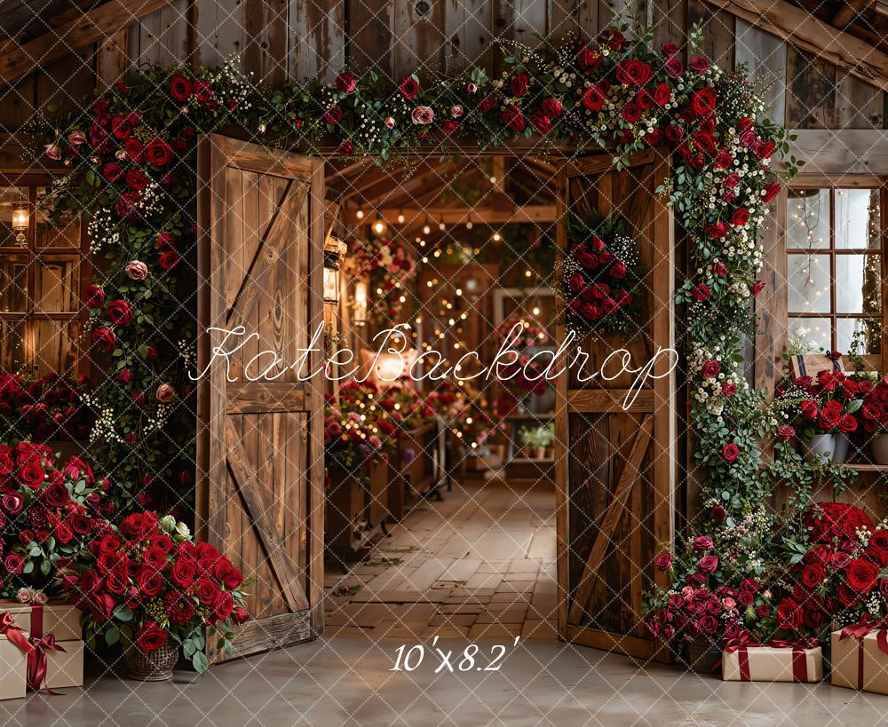 Kate Valentine Roses Wooden Cabin Roses Backdrop Designed by Emetselch