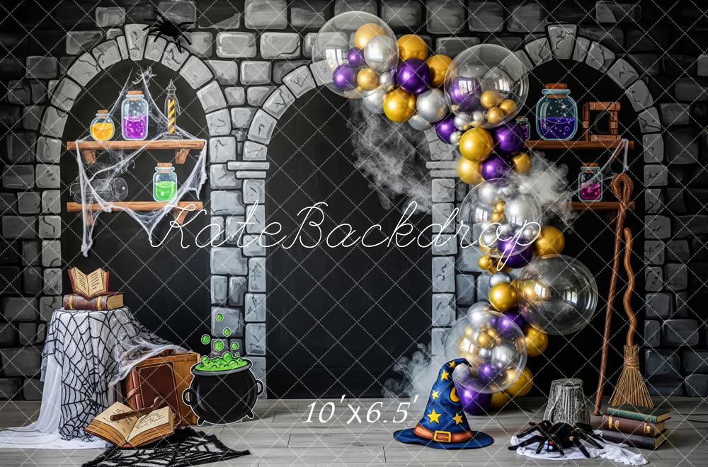 Kate Halloween Stone Arch Potions Wizard Hat Backdrop Designed by Patty Robert