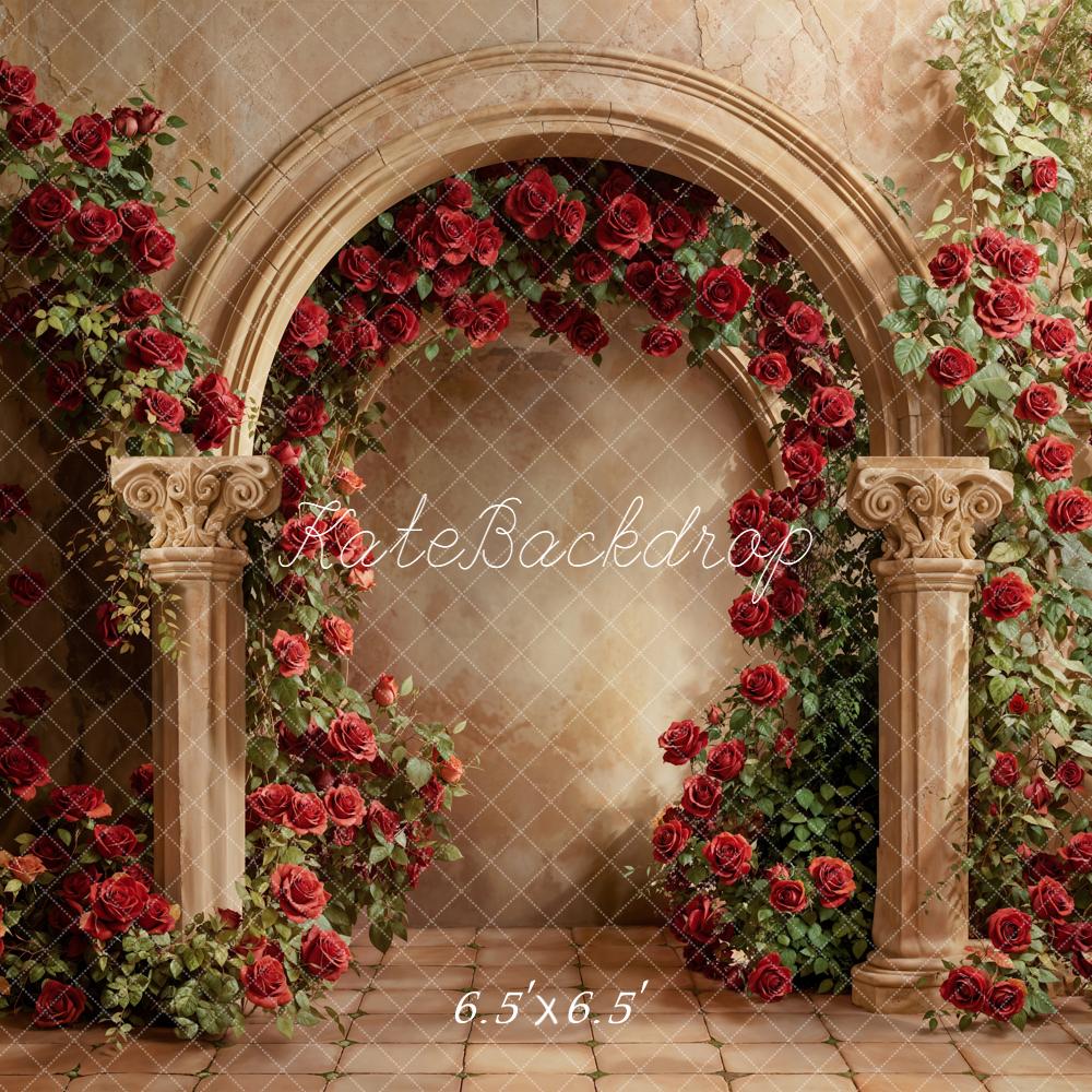 Kate Floral Arch Red Roses Vintage Backdrop Designed by Emetselch