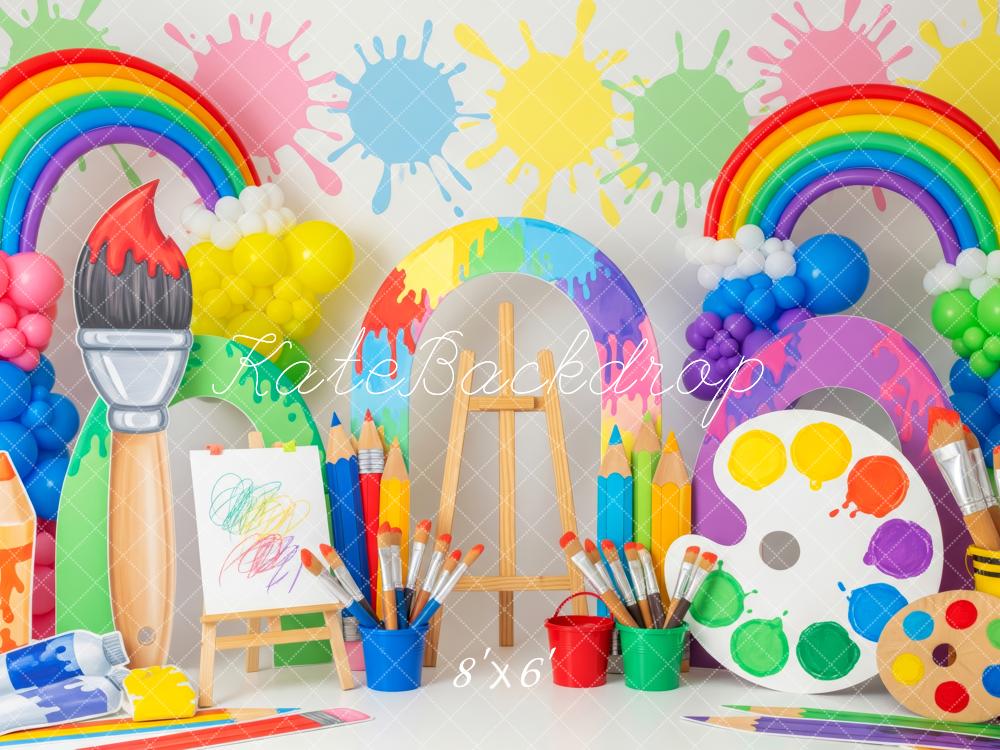 Kate Art Rainbow Paintbrush Palette Colourful Backdrop Designed by Patty Robert