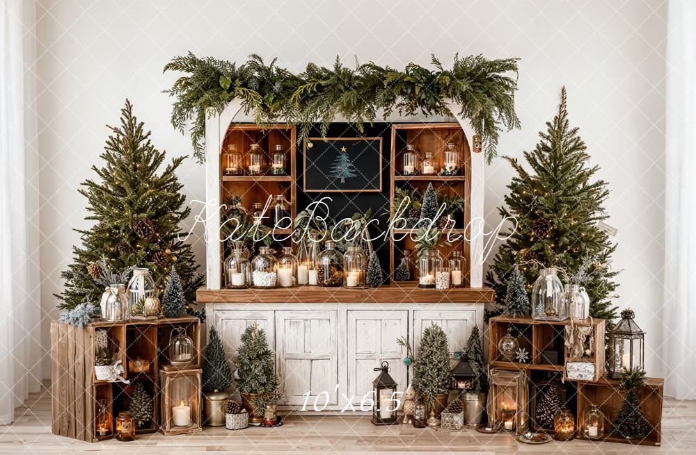 Kate Christmas Trees Lanterns Wooden Cabinet Backdrop Designed by Emetselch -UK