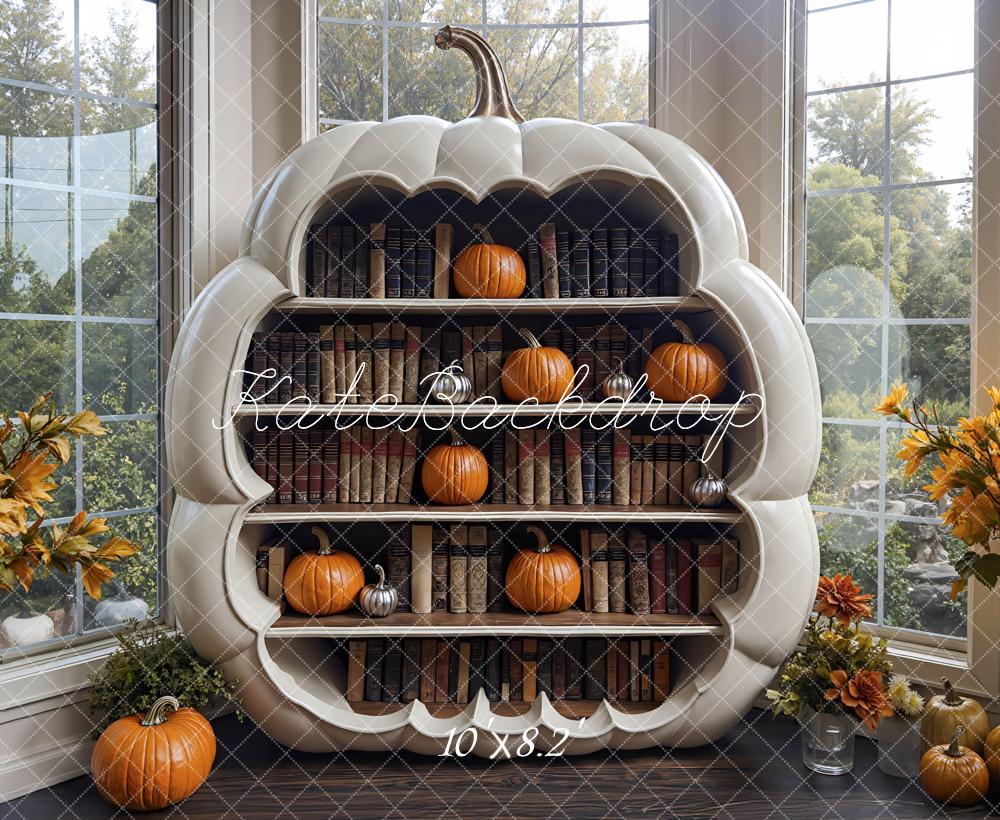 Kate Autumn Pumpkin Bookshelf Pumpkins Backdrop Designed by Mini MakeBelieve