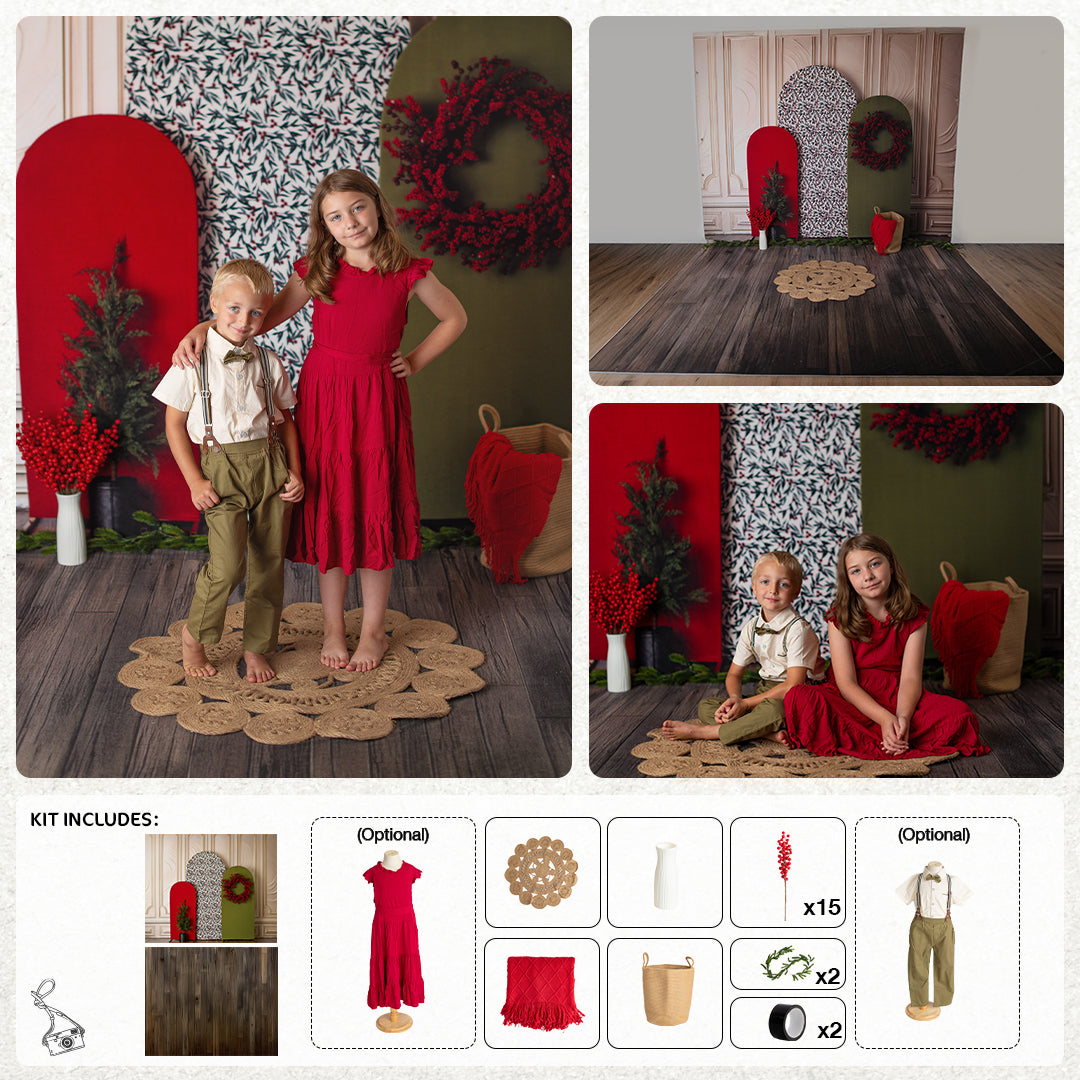 Kate Cozy Boho Christmas Photo Kit Photography Backdrops&Props Themed Bundle -UK