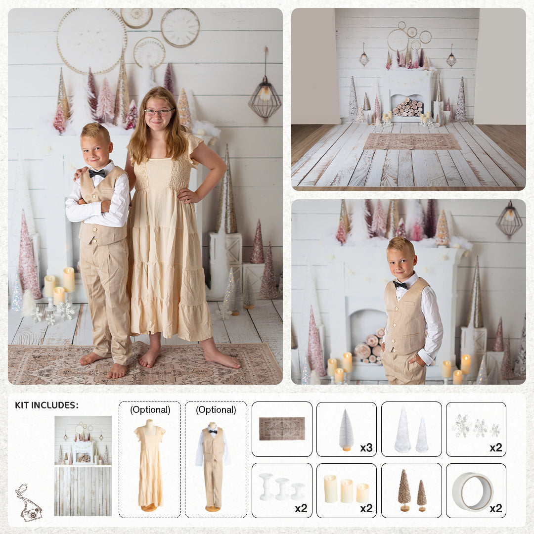 Kate Pink and Gold Boho Christmas Photo Kit Photography Backdrops&Props Themed Bundle -UK