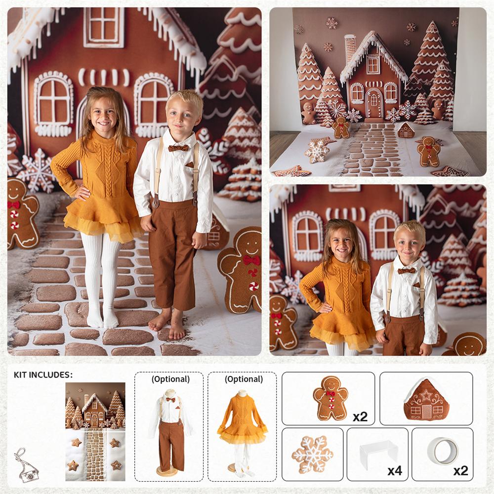Kate Winter Christmas Gingerbread Lane Photo Kit Photography Backdrops&Props Themed Bundle -UK