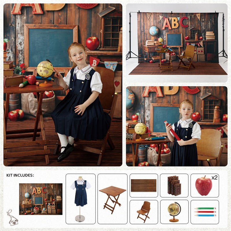 Kate Back to School Classroom ABC Globe Blackboard Photo Kit