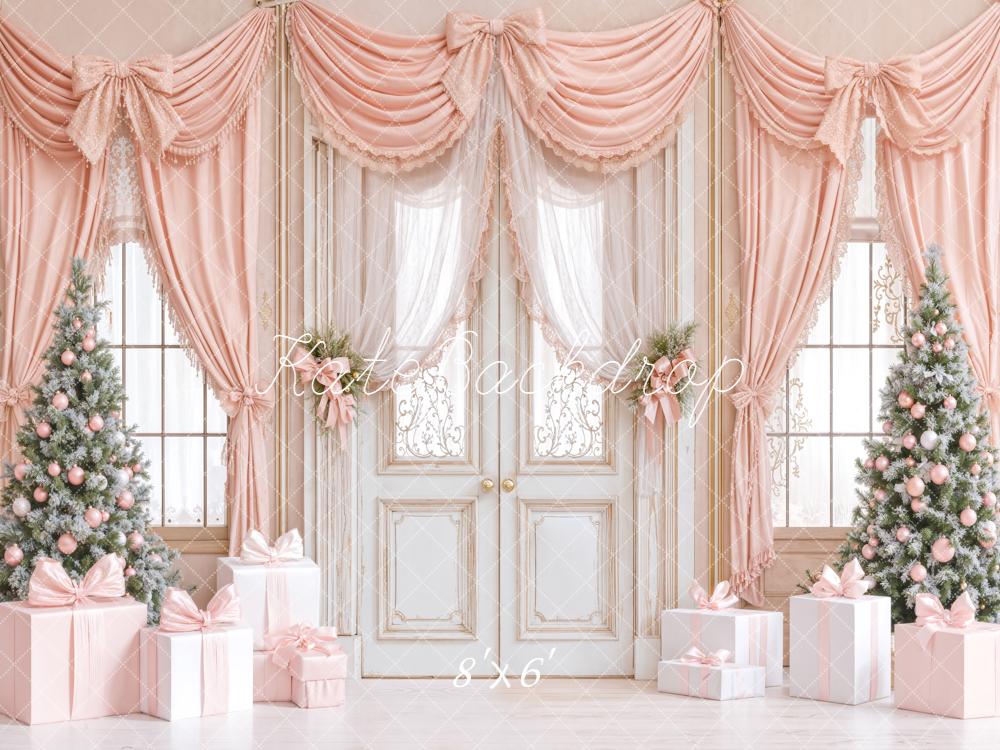 Kate Christmas Pink Curtain Gifts Backdrop Designed by Emetselch -UK