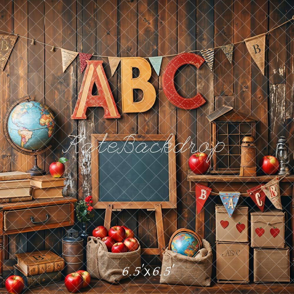 Kate Back to School/Graduation Vintage Wooden Wall Backdrop Designed by Emetselch