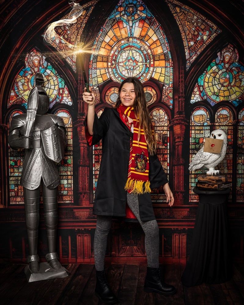 Kate Gothic Arched Stained Glass Window Backdrop Designed by Mandy Ringe Photography -UK