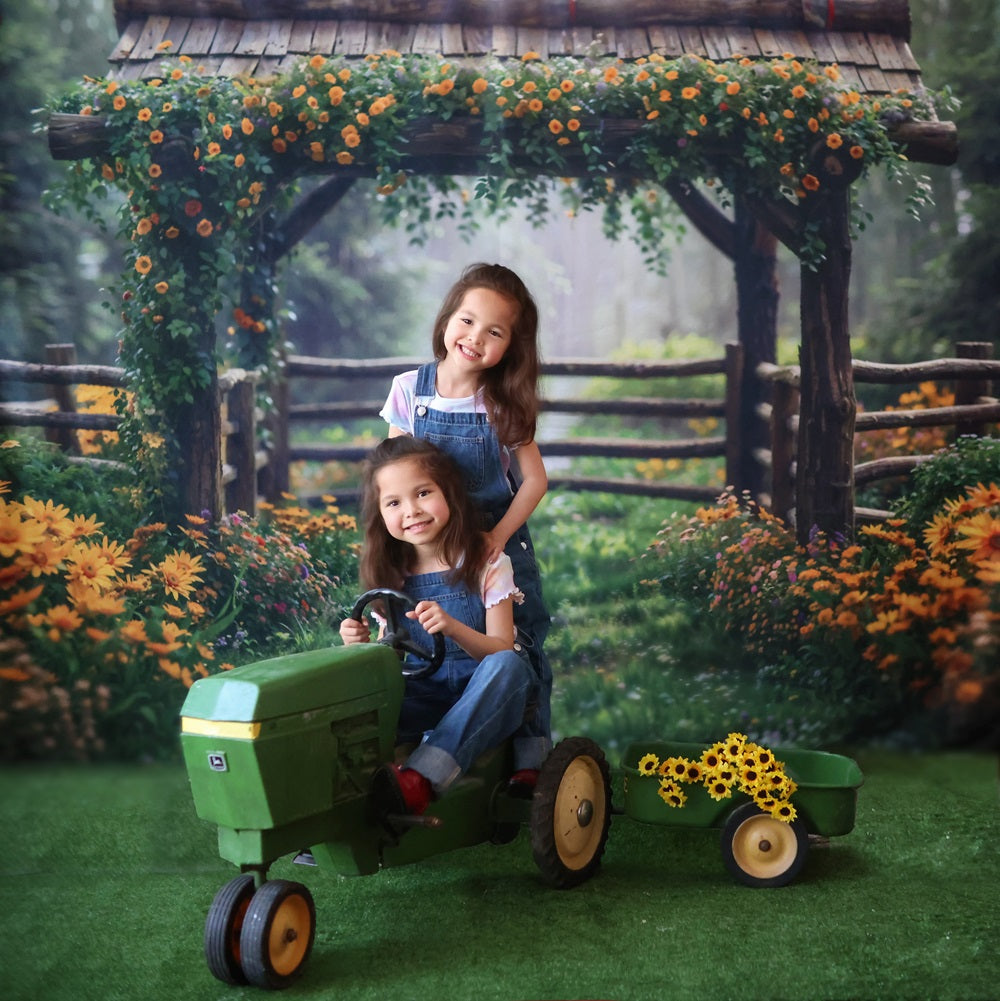 Kate Spring Flowers Fence Backdrop Designed by Chain Photography