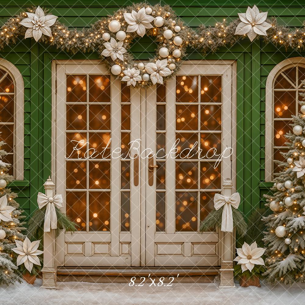 Kate Christmas Wreath Garland Trees Backdrop Designed by Ashley Paul