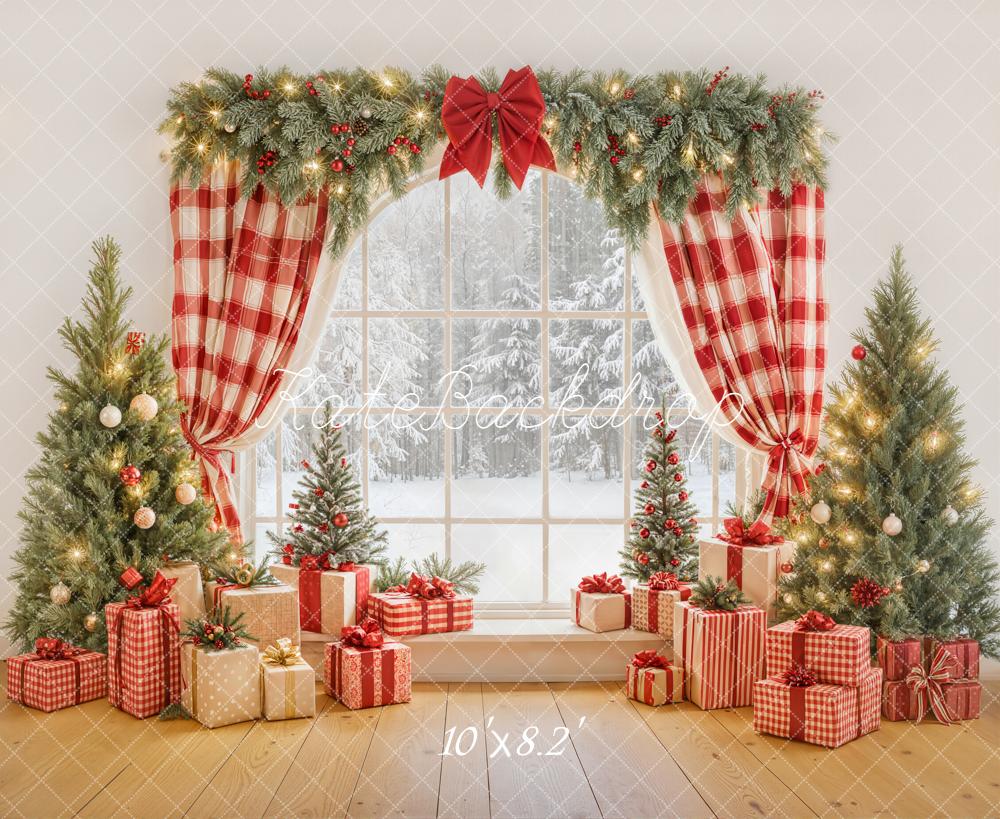 Kate Christmas Window Gift Boxes Trees Backdrop Designed by Emetselch -UK
