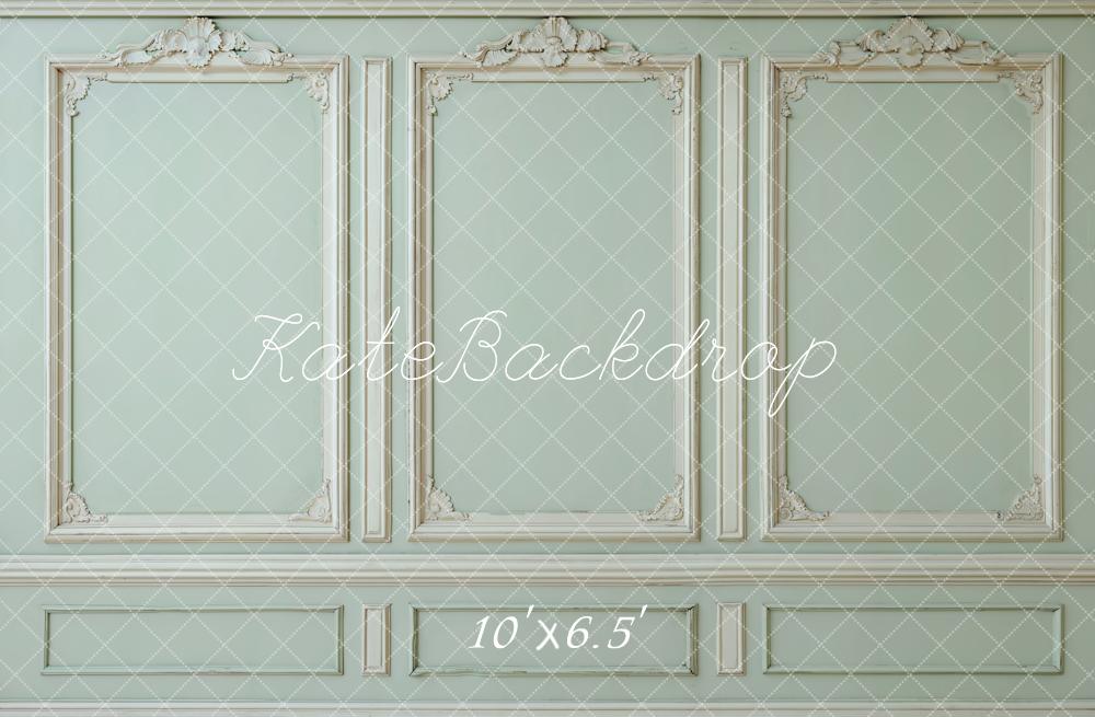 Kate Vintage Wall Ornate Moulding Green Fleece Backdrop Designed by Kate image
