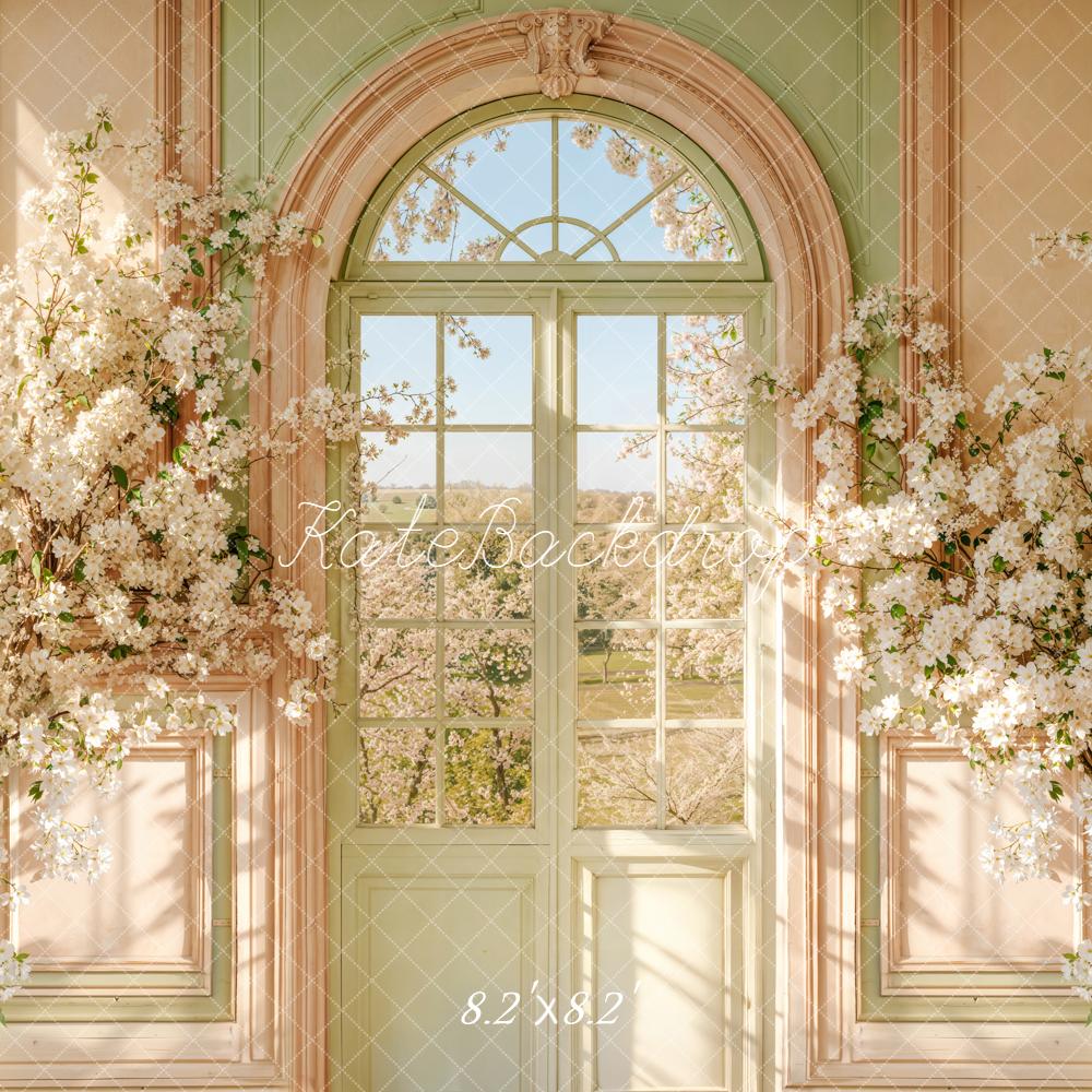 Kate Spring Arch Door White Floral Blossoms Backdrop Designed by Emetselch -UK