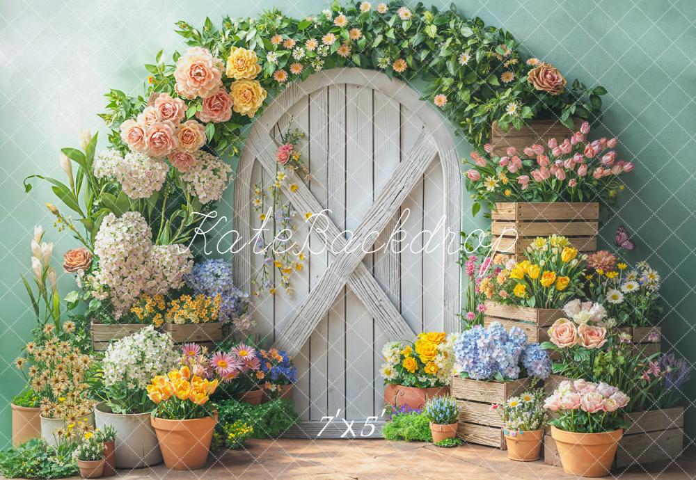 Kate Spring Flower Arch Wooden Door Backdrop Designed by Emetselch -UK