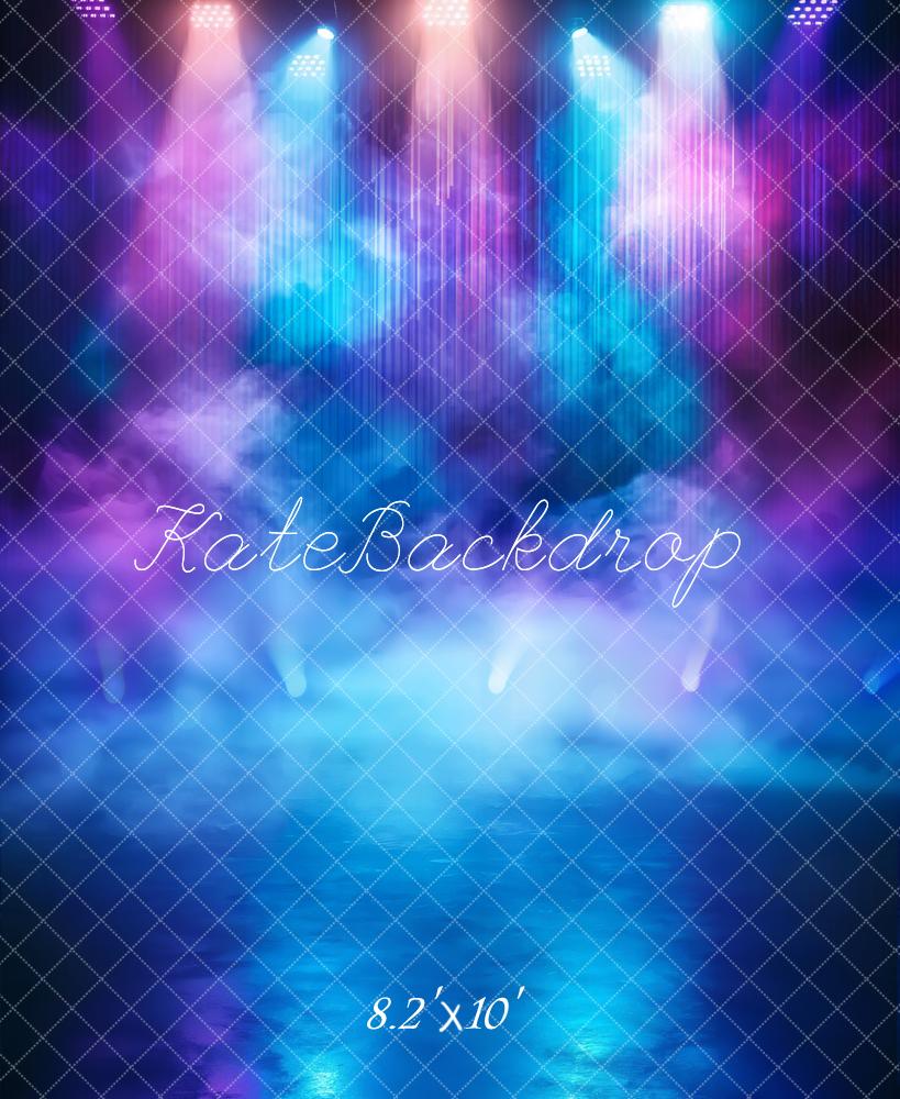 Kate Stage Lights Mist Blue Purple Fleece Backdrop Designed by Emetselch -UK