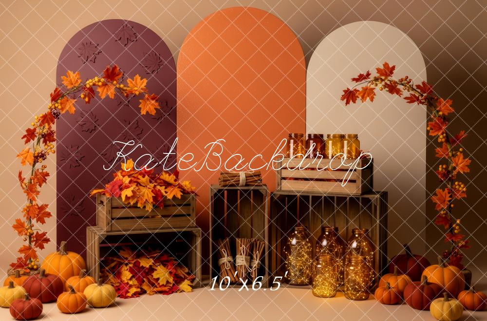 Kate Autumn Pumpkins Leaves Crates Backdrop Designed by Patty Robert