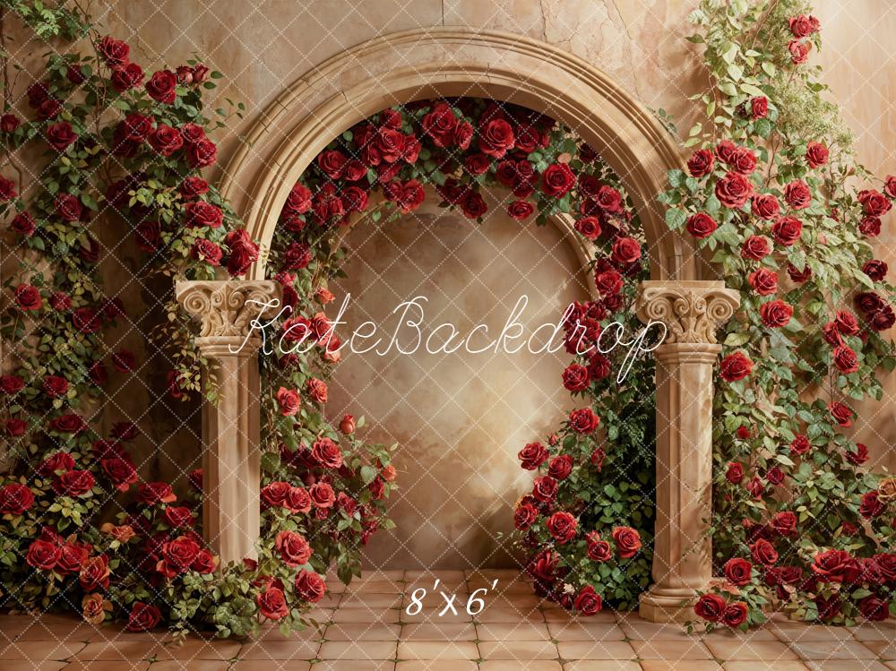Kate Floral Arch Red Roses Vintage Backdrop Designed by Emetselch