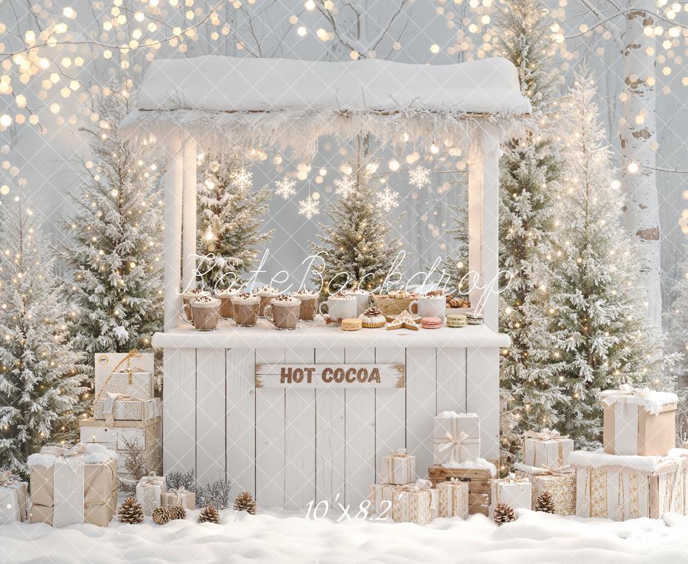 Kate Winter Hot Cocoa Stand Snowy Gifts Backdrop Designed by Emetselch