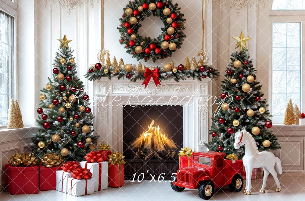 Kate Christmas Fireplace Room Backdrop Designed by Mini MakeBelieve -UK