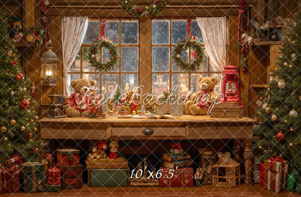 Kate Christmas Teddy Bears Window Room Backdrop Designed by Emetselch -UK
