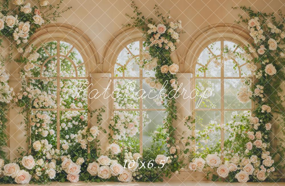 Kate Spring Arch Windows Greenery Fleece Backdrop Designed by Emetselch