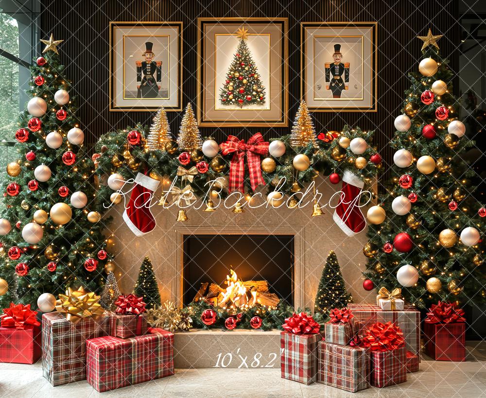Kate Christmas Fireplace Tree Garland Gifts Backdrop Designed by Mini MakeBelieve -UK