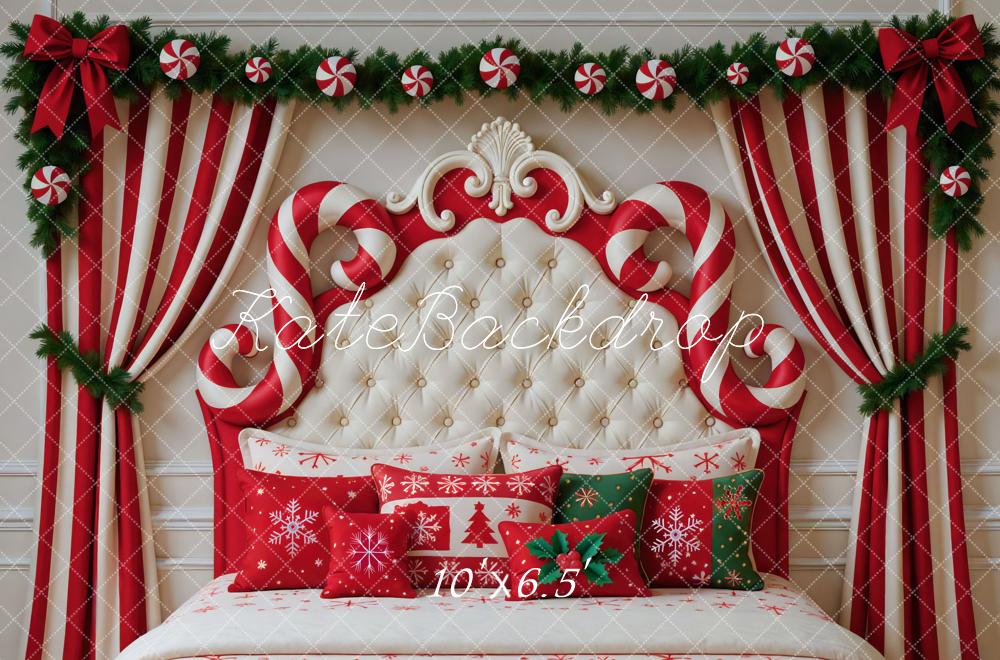 Kate Christmas Headboard Candy Cane Curtain Backdrop Designed by Mini MakeBelieve -UK