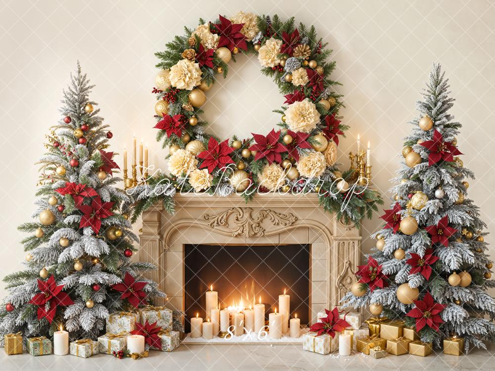 Kate Christmas Fireplace Garland Candle Trees Backdrop Designed by Emetselch -UK