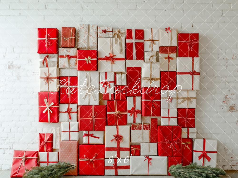 Kate Christmas Red White Gift Wall Backdrop Designed by Patty Robert