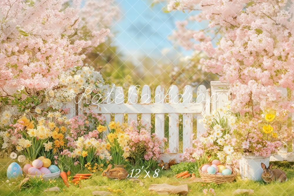 Kate Easter Bunny Eggs Garden Spring Backdrop Designed by Emetselch -UK