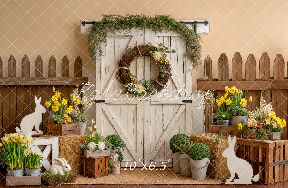 Kate Easter Bunny Barn Fleece Backdrop Designed by Emetselch
