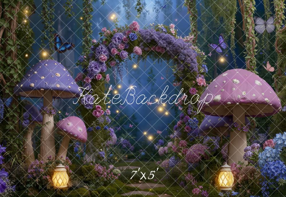 Kate Fairy Fantasy Arch Mushrooms Lanterns Backdrop Designed by Emetselch