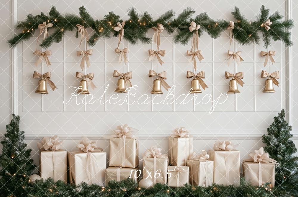 Kate Christmas Gold Bells Garland Gift Backdrop Designed by Patty Robert
