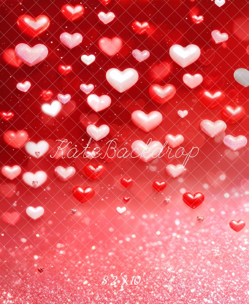 Kate Valentine Red Hearts Sparkle Gradient Backdrop Designed by Emetselch