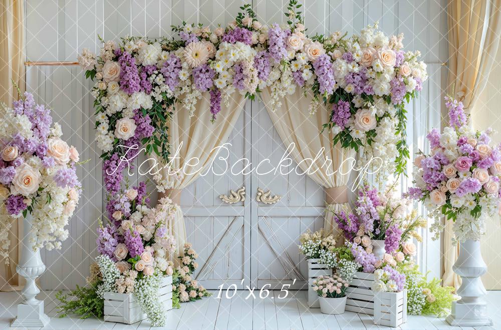 Kate Flower Arch White Wooden Door Backdrop Designed by Mini MakeBelieve -UK